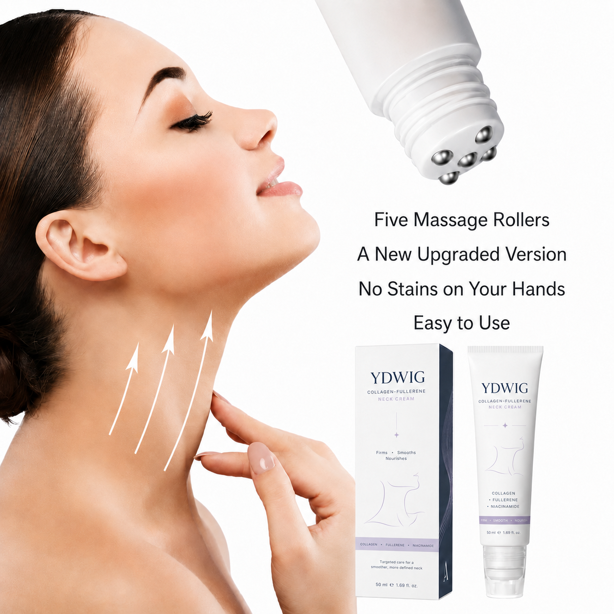 YDWIG™ 5-Roller Neck Firming Cream – Collagen & Hyaluronic Acid for Smoother, Tighter-Looking Neck Skin