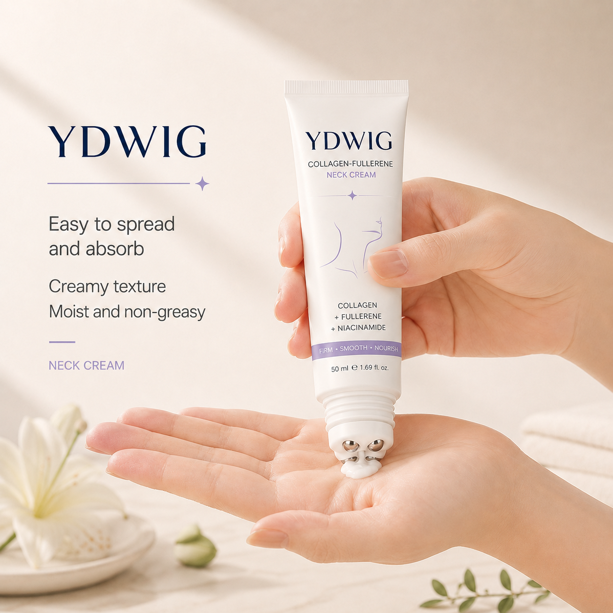 YDWIG™ 5-Roller Neck Firming Cream – Collagen & Hyaluronic Acid for Smoother, Tighter-Looking Neck Skin